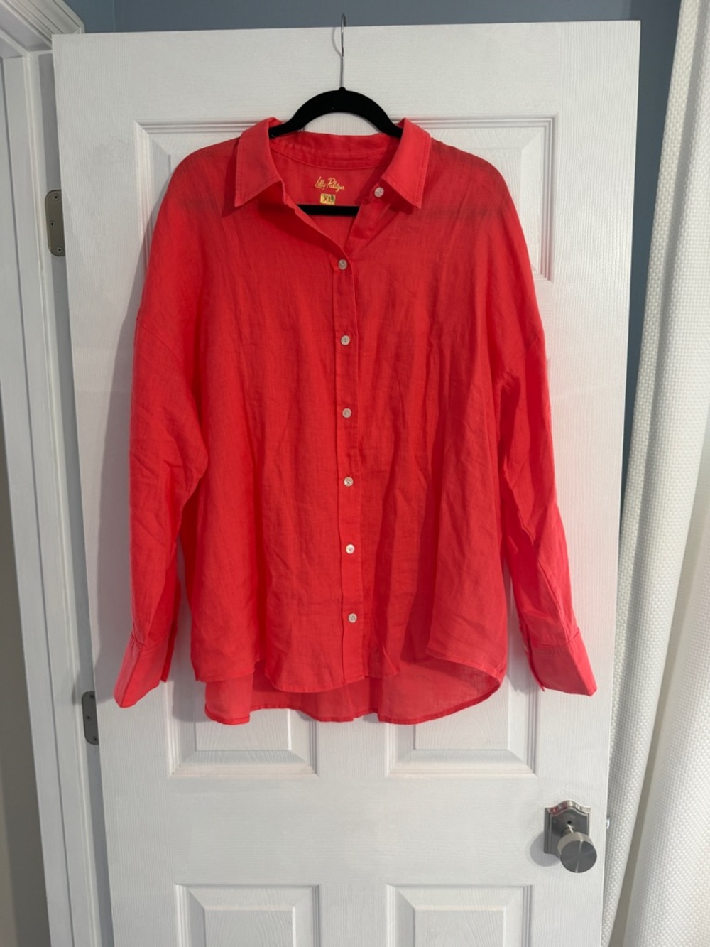 Lilly Pulitzer Coral-Red Long-Sleeve Button-Down Shirt